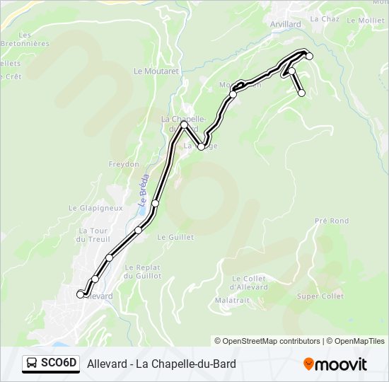 Plan de la ligne SCO6D de bus