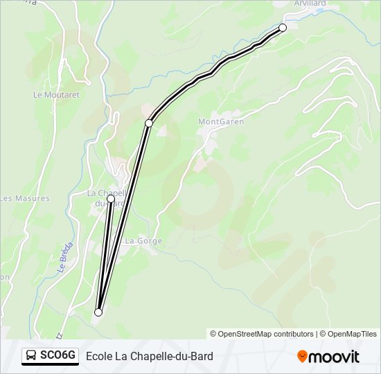 Plan de la ligne SCO6G de bus