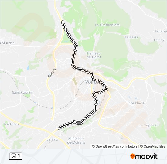 Plan de la ligne 1 de bus