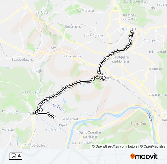 Plan de la ligne A de bus