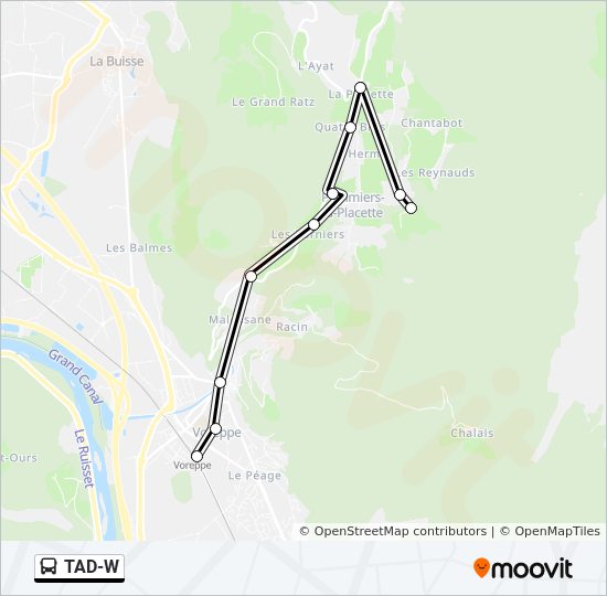 Plan de la ligne TAD-W de bus