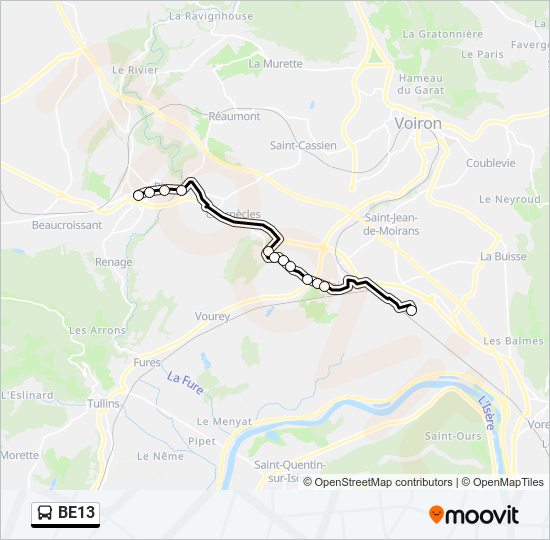 BE13 bus Line Map