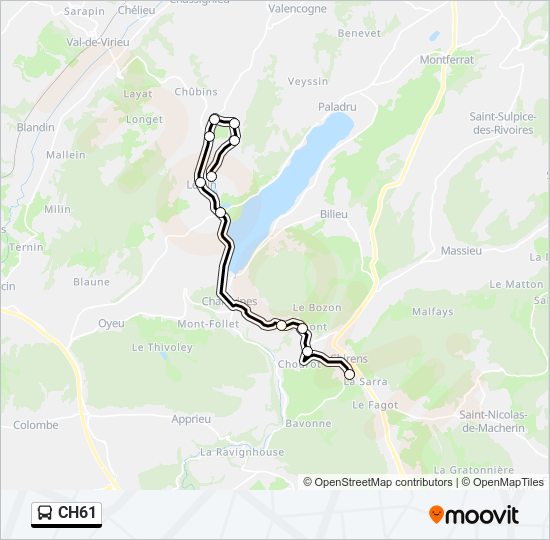 Plan de la ligne CH61 de bus