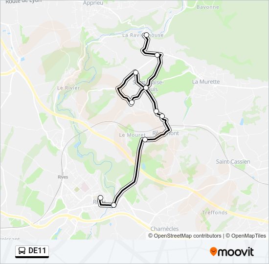 Plan de la ligne DE11 de bus