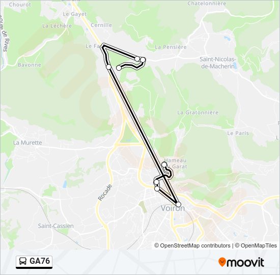 Plan de la ligne GA76 de bus