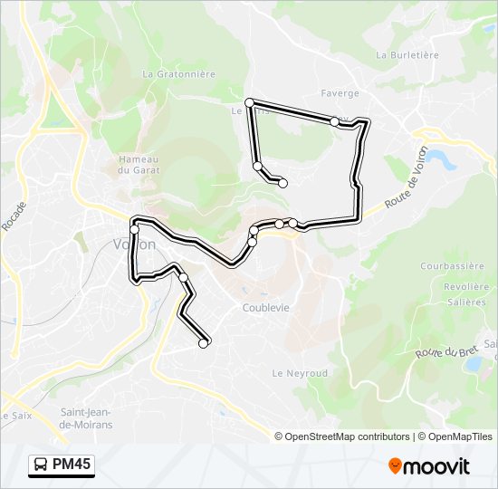 Plan de la ligne PM45 de bus