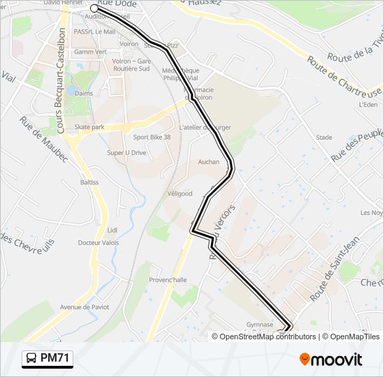 Plan de la ligne PM71 de bus