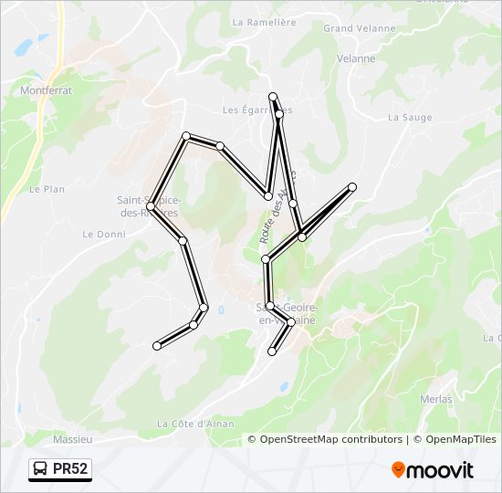 Mapa de PR52 de autobús