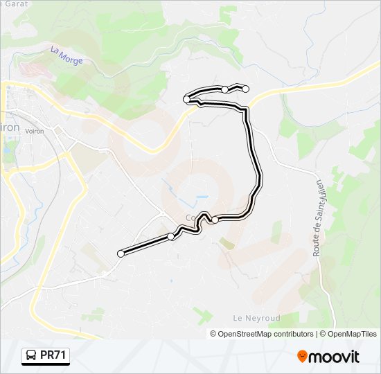 Plan de la ligne PR71 de bus