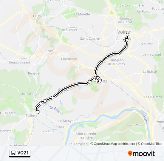 Plan de la ligne VO21 de bus