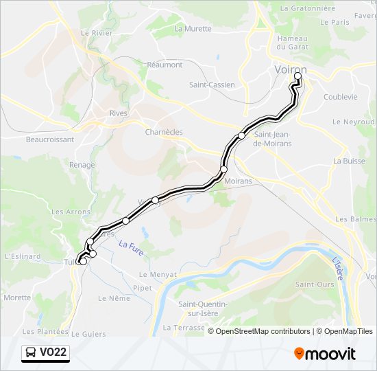 Plan de la ligne VO22 de bus