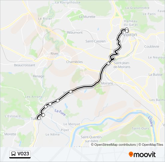 Plan de la ligne VO23 de bus