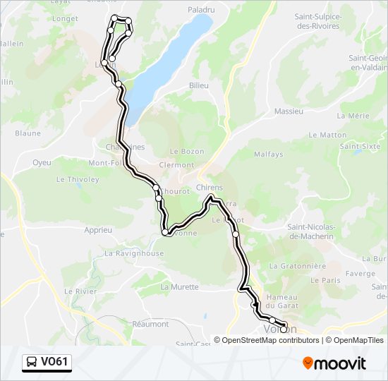 Plan de la ligne VO61 de bus