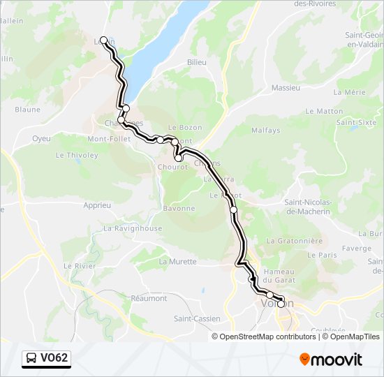 Plan de la ligne VO62 de bus