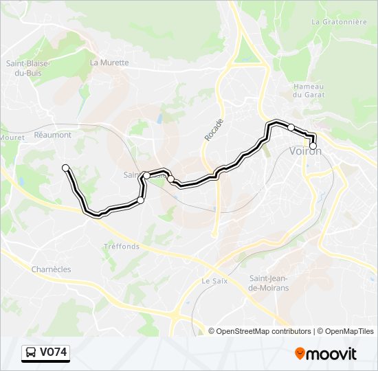 Plan de la ligne VO74 de bus