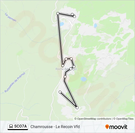Plan de la ligne SCO7A de bus