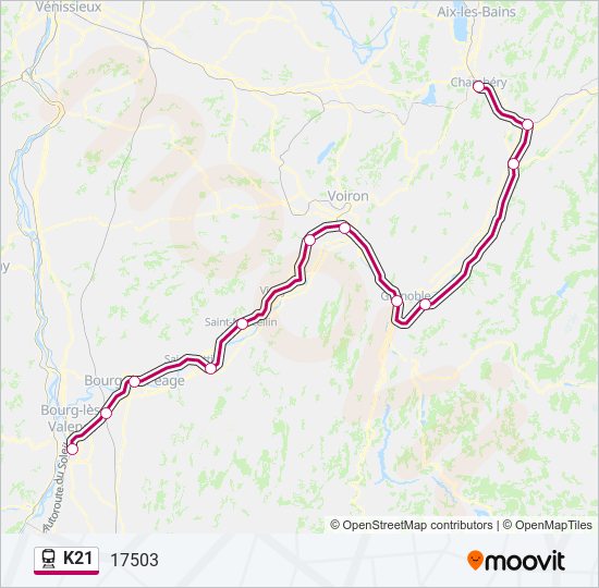 Plan de la ligne K21 de train