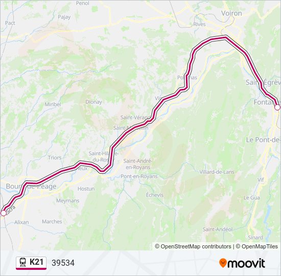 Plan de la ligne K21 de train