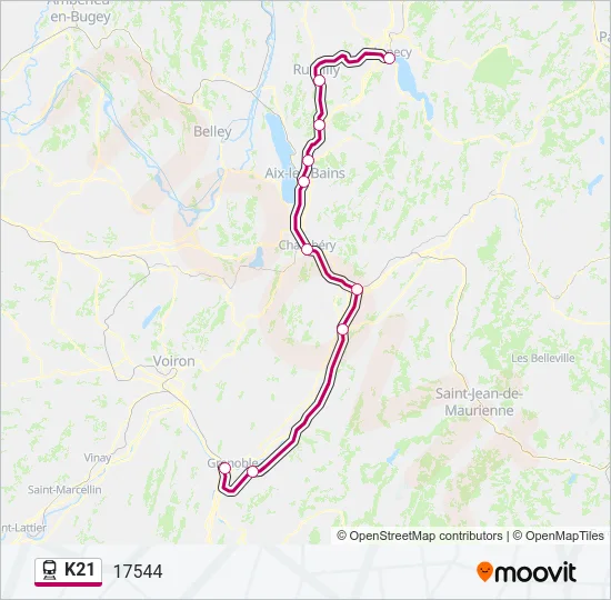 K21 Train Line Map