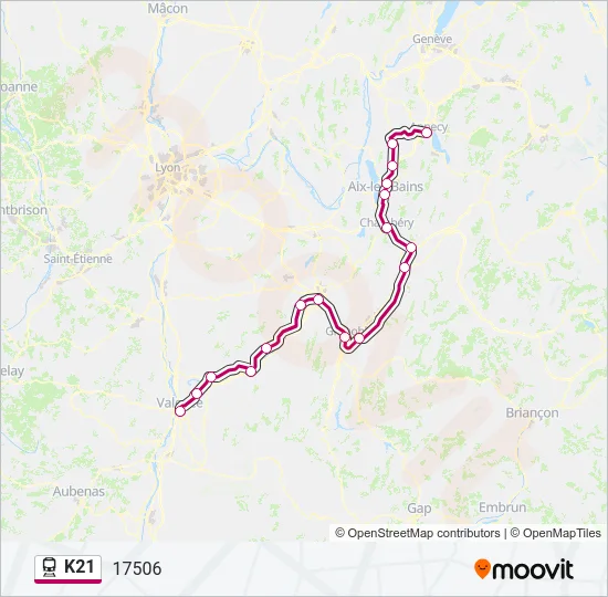 K21 Train Line Map