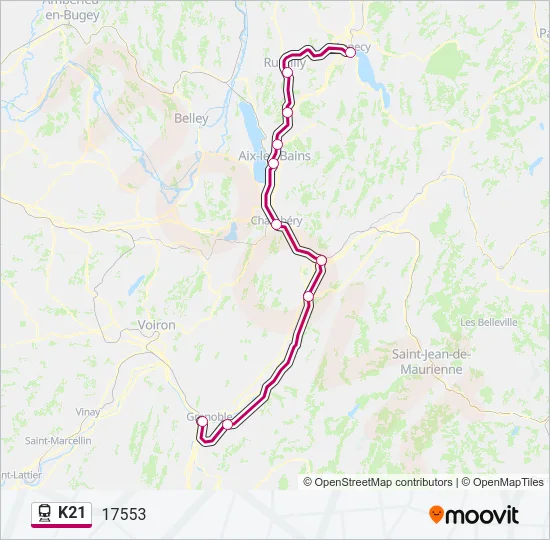 K21 Train Line Map