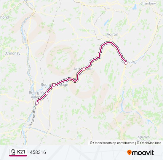 Plan de la ligne K21 de train