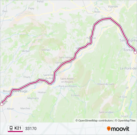K21 Train Line Map