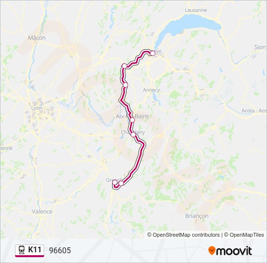 K11 train Line Map