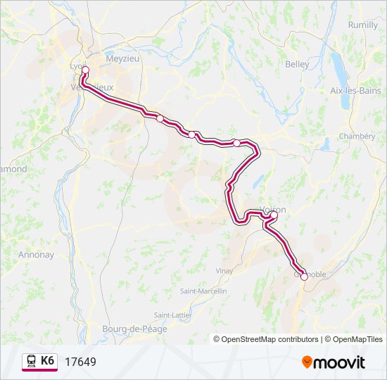 Plan de la ligne K6 de train