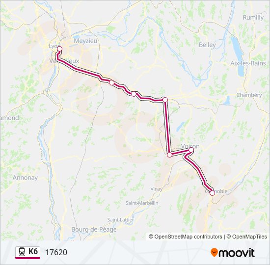 Plan de la ligne K6 de train