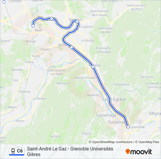 Plan de la ligne C6 de train
