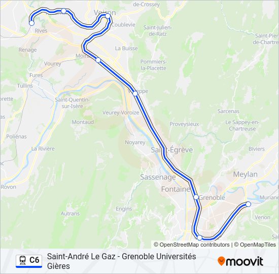 Plan de la ligne C6 de train