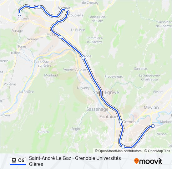 Plan de la ligne C6 de train