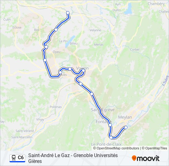 Plan de la ligne C6 de train