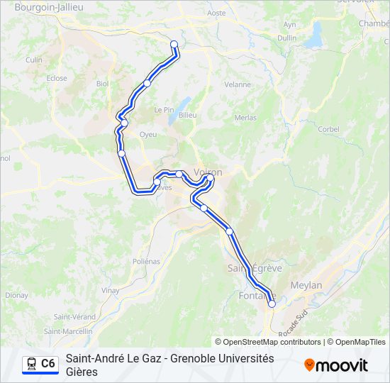 Plan de la ligne C6 de train