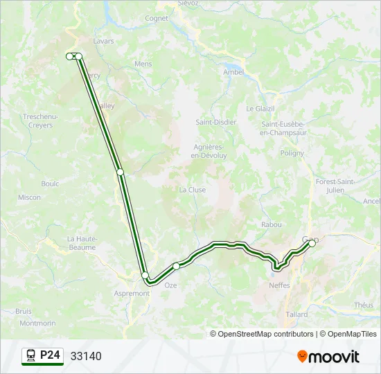 Plan de la ligne P24 de train