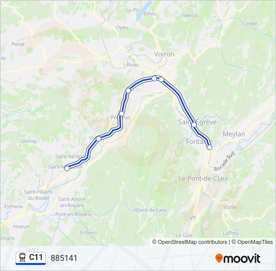 Plan de la ligne C11 de train