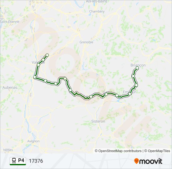 Plan de la ligne P4 de train