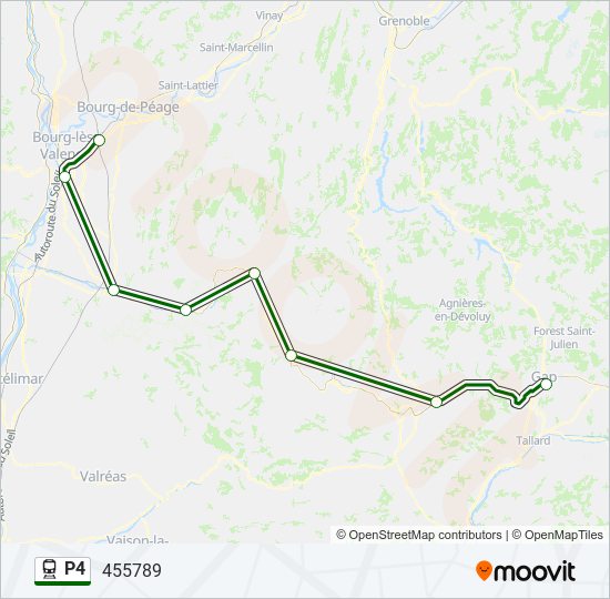 Plan de la ligne P4 de train