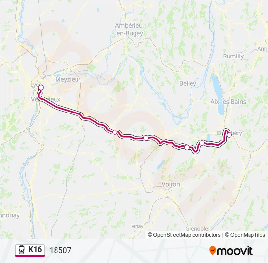 K16 Train Line Map