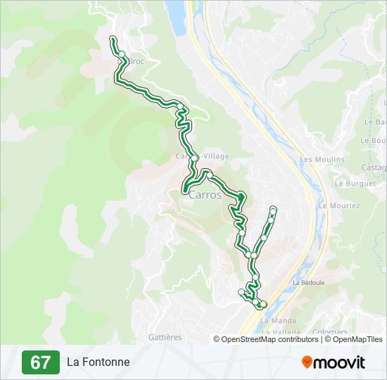 Plan de la ligne 67 de bus