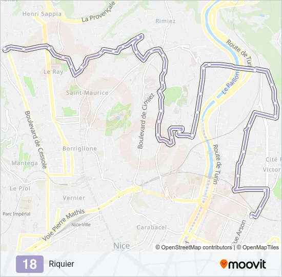 18 Bus Line Map