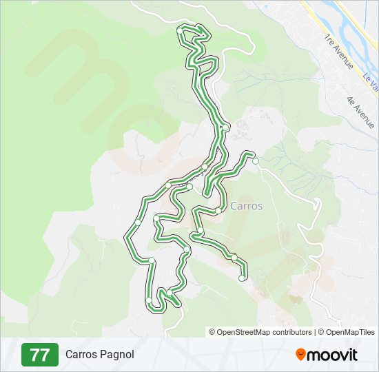 Plan de la ligne 77 de bus