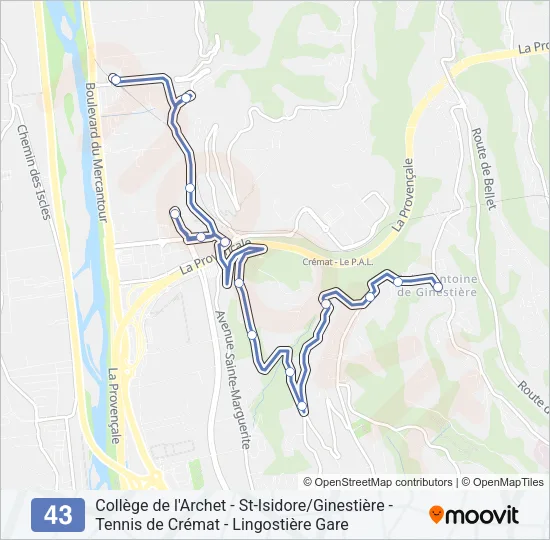 43 Bus Line Map