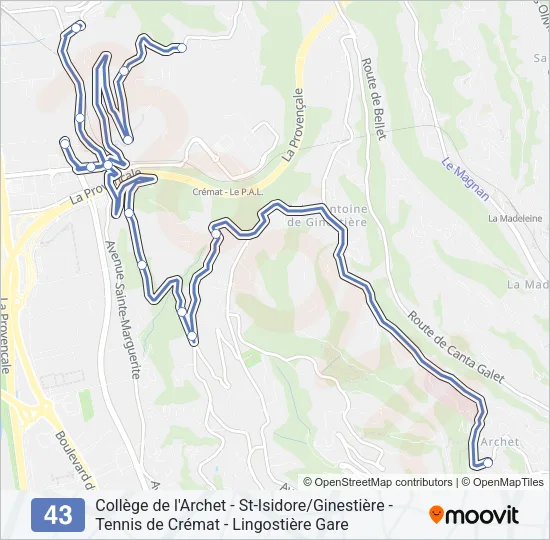 43 Bus Line Map