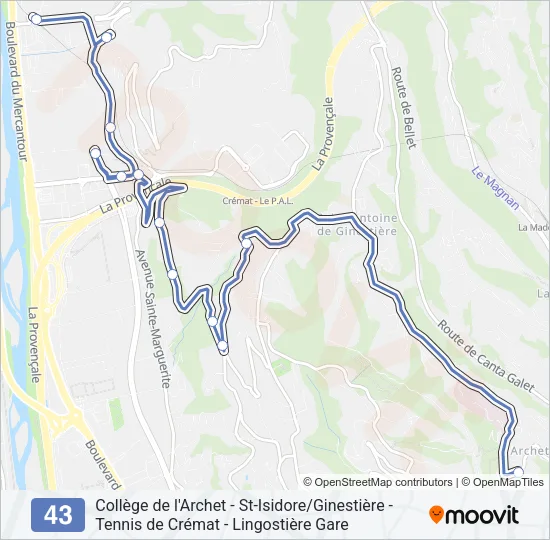 43 Bus Line Map