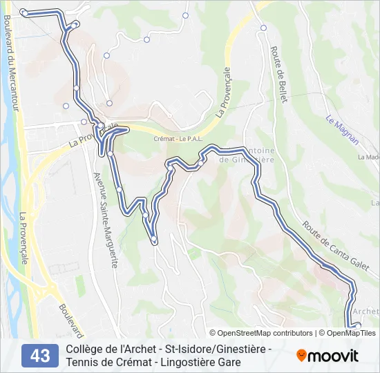 43 Bus Line Map