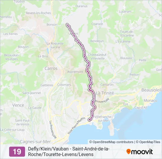 19 Bus Line Map