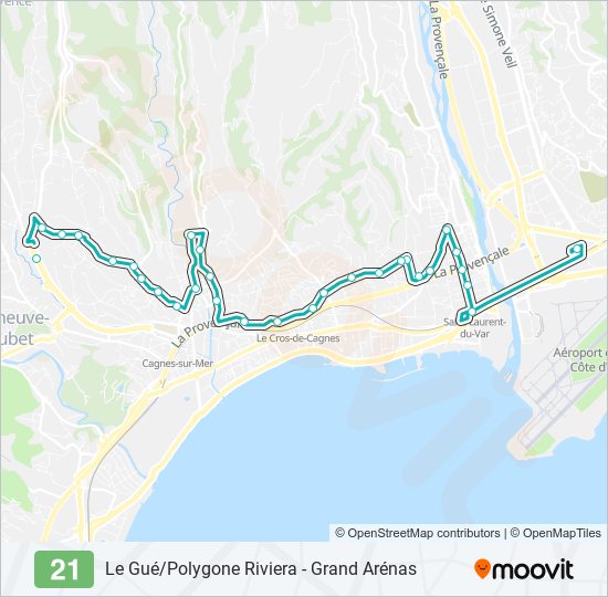 Plan de la ligne 21 de bus