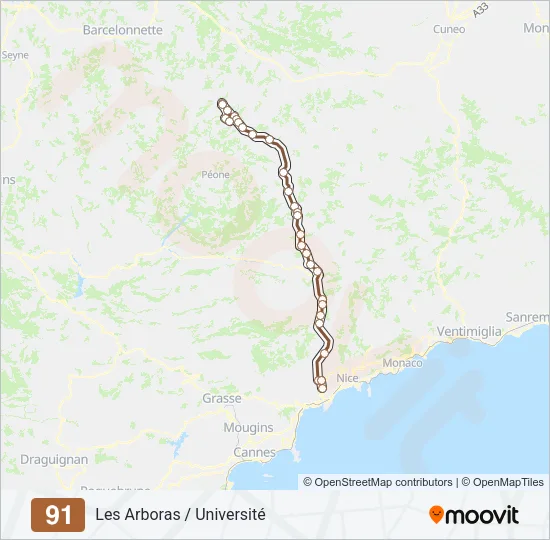 91 Bus Line Map